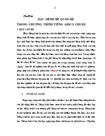 Sáng kiến kinh nghiệm Dạy mệnh đề quan hệ trong chương trình tiếng Anh 11 chuẩn