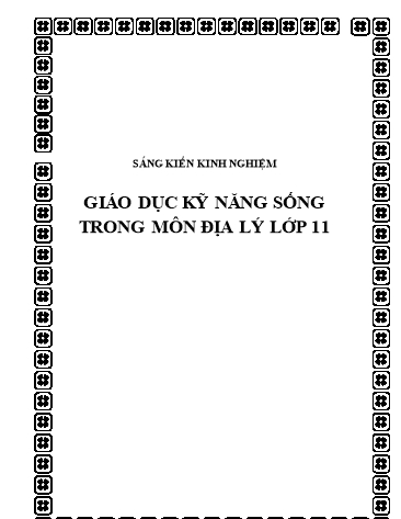 Sáng kiến kinh nghiệm Giáo dục kỹ năng sống trong môn Địa lý lớp 11