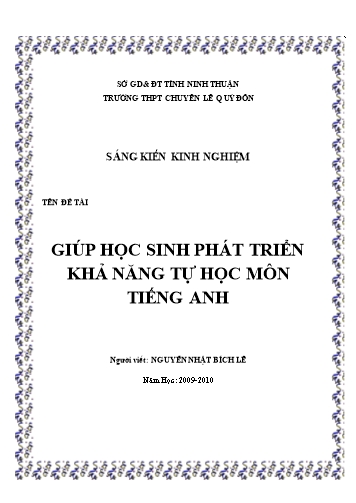 Sáng kiến kinh nghiệm Giúp học sinh phát triển khả năng tự học môn Tiếng Anh