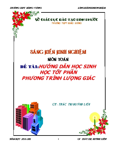 Sáng kiến kinh nghiệm Hướng dẫn học sinh học tốt phần phương trình lượng giác