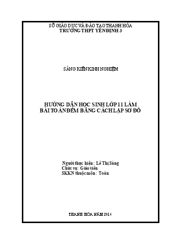 Sáng kiến kinh nghiệm Hướng dẫn học sinh lớp 11 làm bài toán đếm bằng cách lập sơ đồ