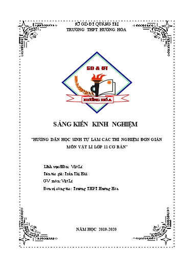 Sáng kiến kinh nghiệm Hướng dẫn học sinh tự làm các thí nghiệm đơn giản môn Vật lí lớp 11 cơ bản