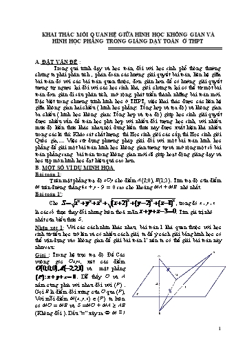 Sáng kiến kinh nghiệm Khai thác mối quan hệ giữa hình học không gian và hình học phẳng trong giảng dạy toán ở THPT