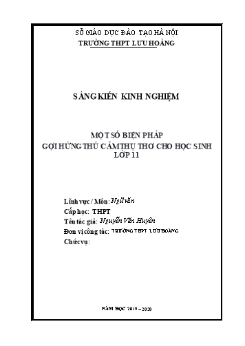 Sáng kiến kinh nghiệm Một số biện pháp gợi hứng thú cảm thụ thơ cho học sinh lớp 11