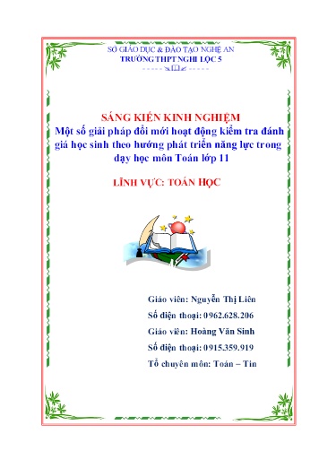 Sáng kiến kinh nghiệm Một số giải pháp đổi mới hoạt động kiểm tra đánh giá học sinh theo hướng phát triển năng lực trong dạy học môn Toán lớp 11