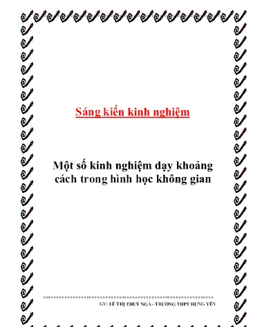 Sáng kiến kinh nghiệm Một số kinh nghiệm dạy khoảng cách trong hình học không gian