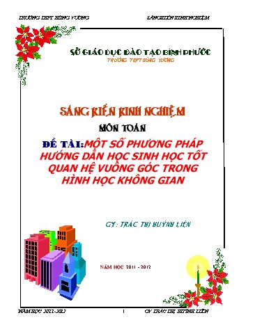 Sáng kiến kinh nghiệm Một số phương pháp hướng dẫn học sinh học tốt quan hệ vuông góc trong hình học không gian