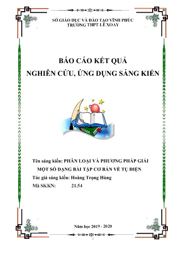 Sáng kiến kinh nghiệm Phân loại và phương pháp giải một số dạng bài tập cơ bản về tụ điện