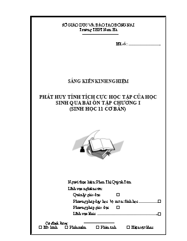 Sáng kiến kinh nghiệm Phát huy tính tích cực học tập của học sinh qua bài ôn tập chương I (Sinh học 11 cơ bản)