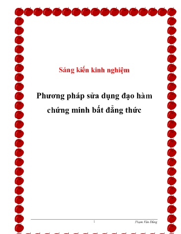 Sáng kiến kinh nghiệm Phương pháp sửa dụng đạo hàm chứng minh bất đẳng thức