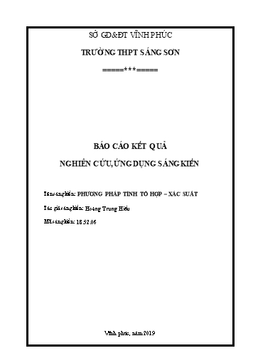 Sáng kiến kinh nghiệm Phương pháp tính Tổ hợp – Xác suất