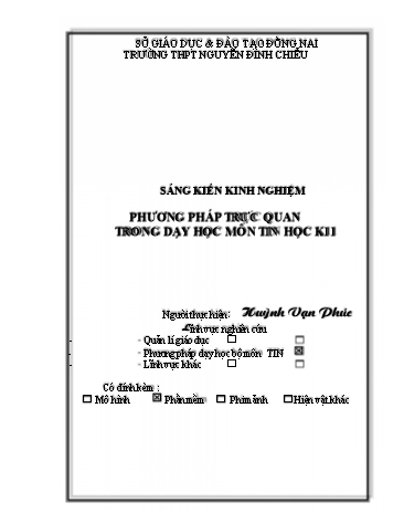 Sáng kiến kinh nghiệm Phương pháp trực quan trong dạy học môn Tin học khối 11