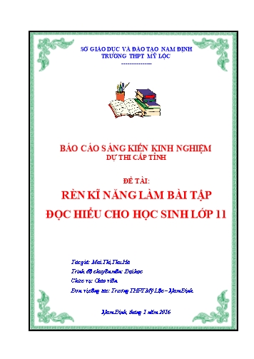 Sáng kiến kinh nghiệm Rèn kĩ năng làm bài tập đọc hiểu cho học sinh lớp 11