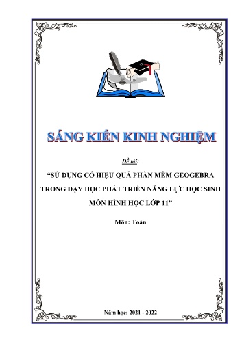 Sáng kiến kinh nghiệm Sử dụng có hiệu quả phần mềm Geogebra trong dạy học và phát triển năng lực học sinh môn Hình học lớp 11