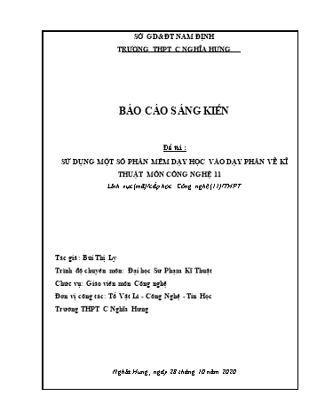 Sáng kiến kinh nghiệm Sử dụng một số phần mềm dạy học vào dạy phần vẽ kĩ thuật môn Công nghệ 11