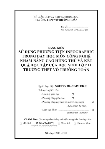 Sáng kiến kinh nghiệm Sử dụng phương tiện Infographic trong dạy học môn Công nghệ nhằm nâng cao hứng thú và kết quả học tập của học sinh lớp 11 trường THPT Võ Trường Toản