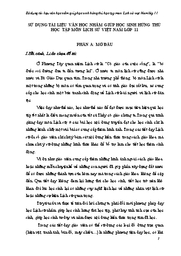 Sáng kiến kinh nghiệm Sử dụng tài liệu văn học giúp học sinh hứng thú học tập Lịch sử Việt Nam lớp 11