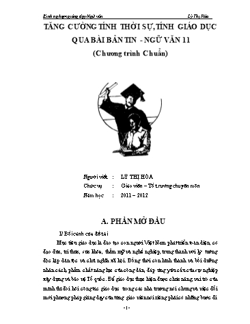 Sáng kiến kinh nghiệm Tăng cường tính thời sự, tính giáo dục qua bài Bản tin - Ngữ văn 11