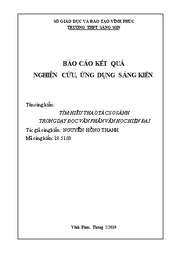 Sáng kiến kinh nghiệm Tìm hiểu thao tác so sánh trong dạy đọc văn phần Văn học hiện đại