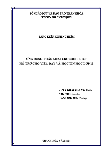 Sáng kiến kinh nghiệm Ứng dụng phần mềm Crocodile ICT hỗ trợ cho việc dạy và học Tin học lớp 11