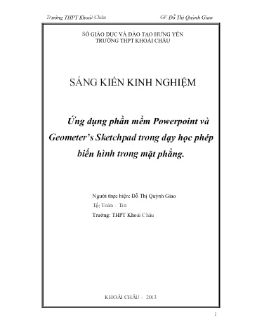 Sáng kiến kinh nghiệm Ứng dụng phần mềm Powerpoint và Geometer’s Sketchpad trong dạy học phép biến hình trong mặt phẳng